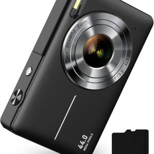 Digital Camera, FHD 1080P Digital Point and Shoot Camera with 16X Zoom Anti Shake, 32GB Card, Compact Small Camera for Boys Girls Kids, Black